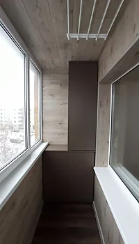 Комбинированный L-образный шкаф на балкон с системой Tip-on Минск