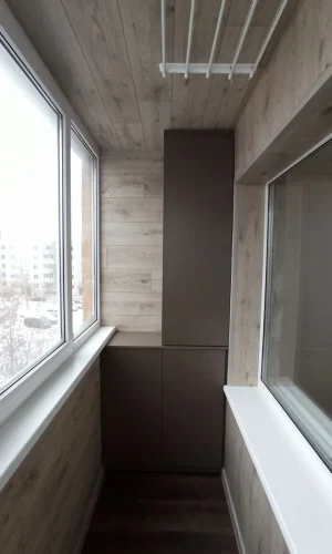 Комбинированный L-образный шкаф на балкон с системой Tip-on Минск