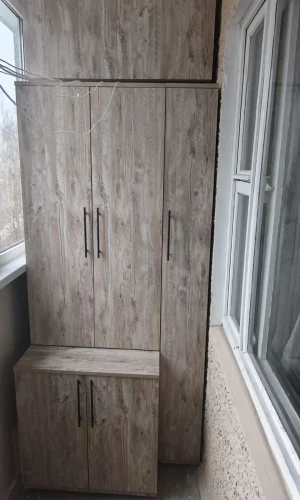 Комплект мебели на балкон: навесной шкаф и тумба цвет дерево